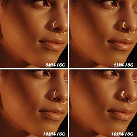 5PCS Surgical Steel Nose Rings - Hinged Hoops for Septum, Daith, Cartilage - Picture 5 of 7